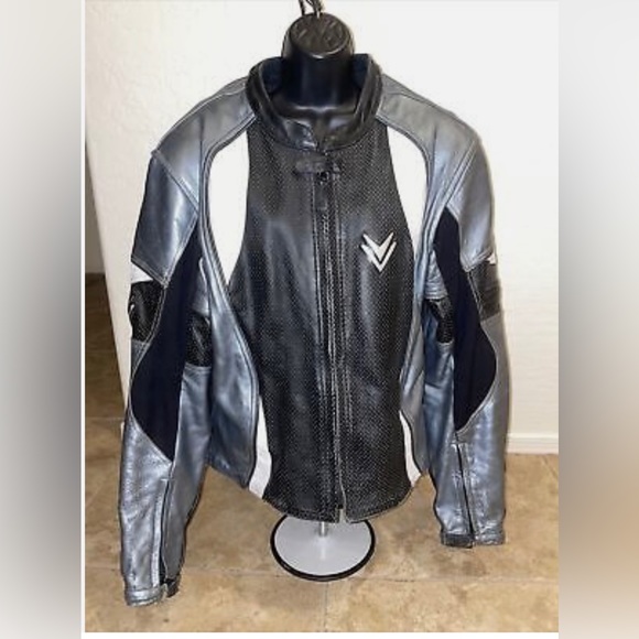 frank thomas Other - FRANK THOMAS Racing Motorcycle Jacket Leather Silver and Black mens L legit